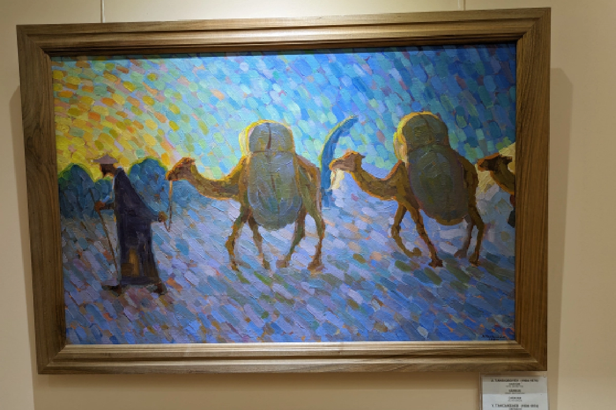 Savitsky Museum artwork showing a caravan in a desert landscape