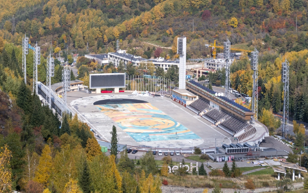 Medeu high-altitude ice rink in the foothills near Almaty