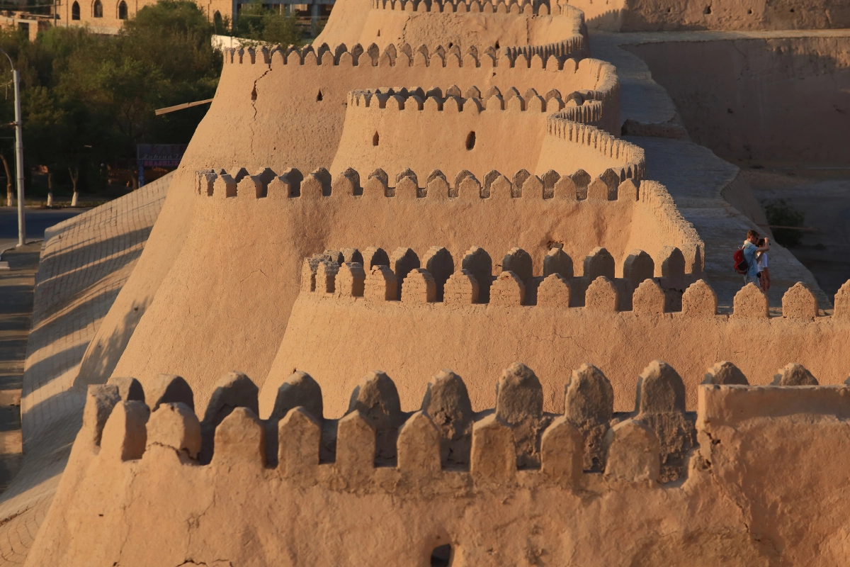 Fortress walls of Ichan-Kala in Khiva during the Uzbekistan tour