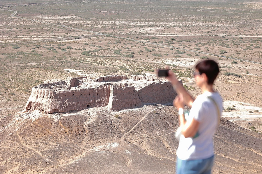 Ancient fortress landscape in Khorezm on the road to Khiva
