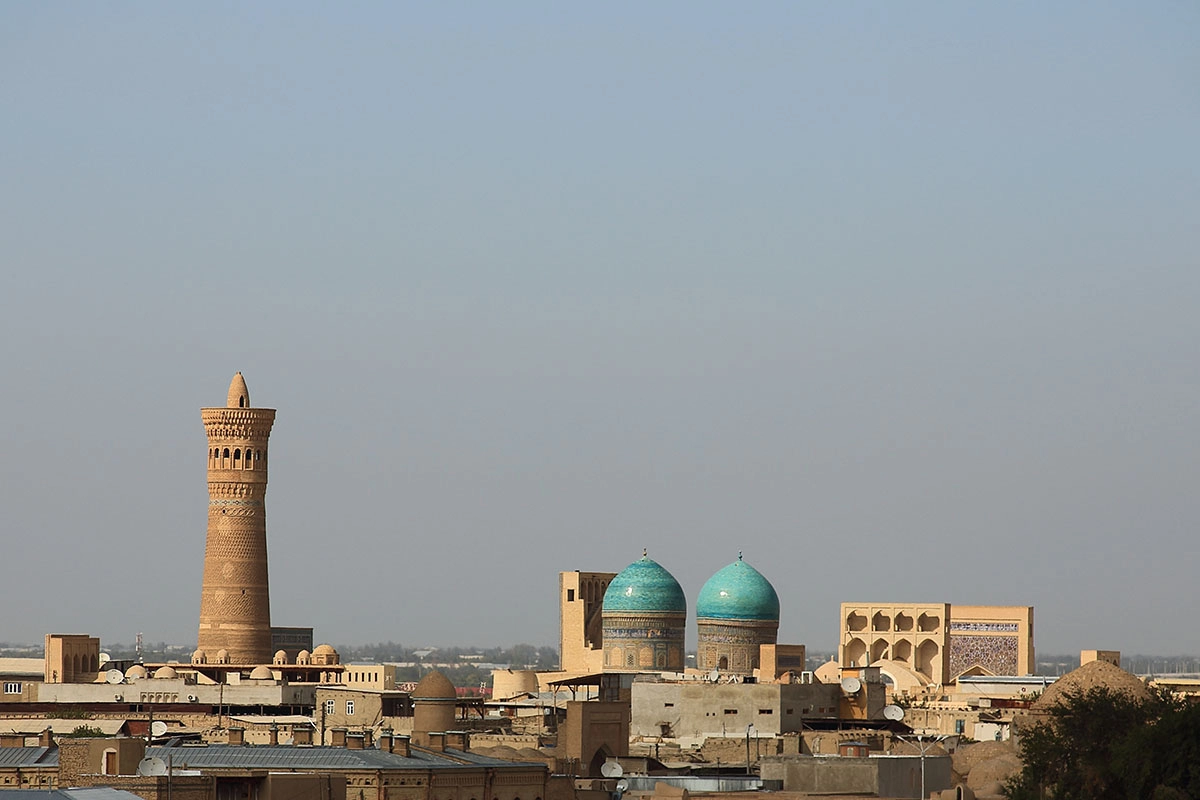 Bukhara skyline with Kalyan Minaret and blue domes