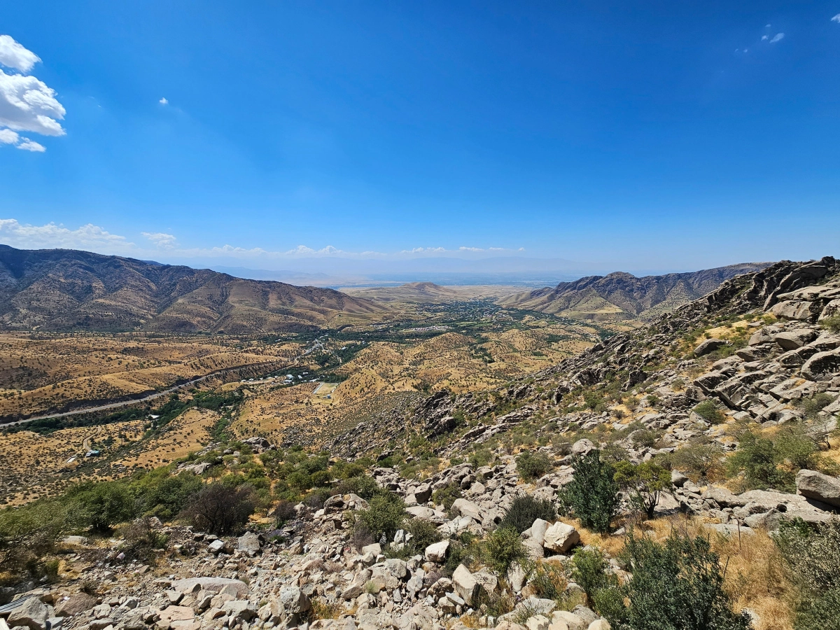 View from Takhtakaracha Pass Mountain panorama from Takhtakaracha Pass on the road between Samarkand and Shahrisabz