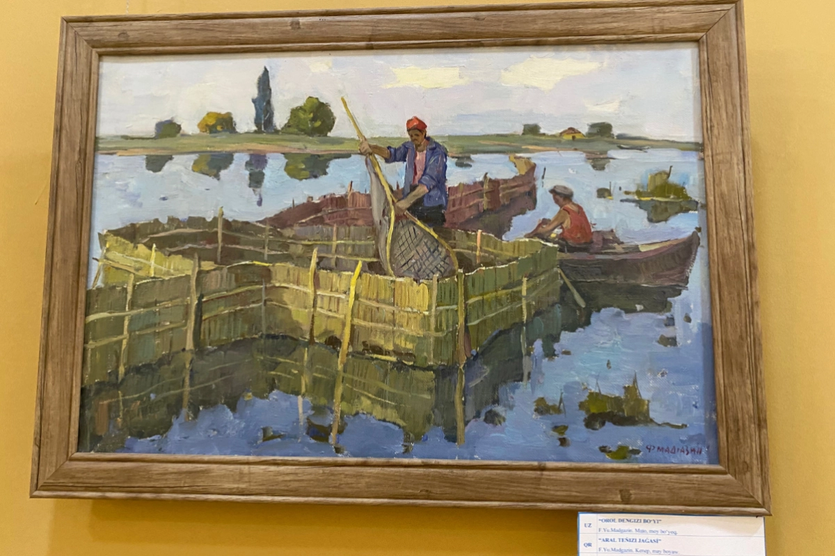 Savitsky Museum artwork with fishermen and a boat