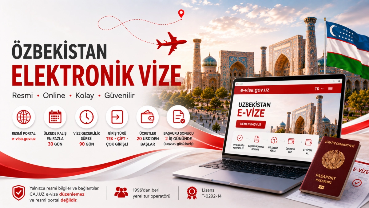 Özbekistan e-vizesi: resmî portal e-visa.gov.uz üzerinden başvuru