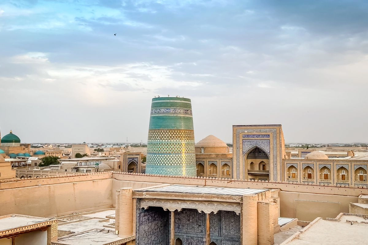 Kalta Minor and the Muhammad Amin Khan Madrasa in Itchan Kala, Khiva