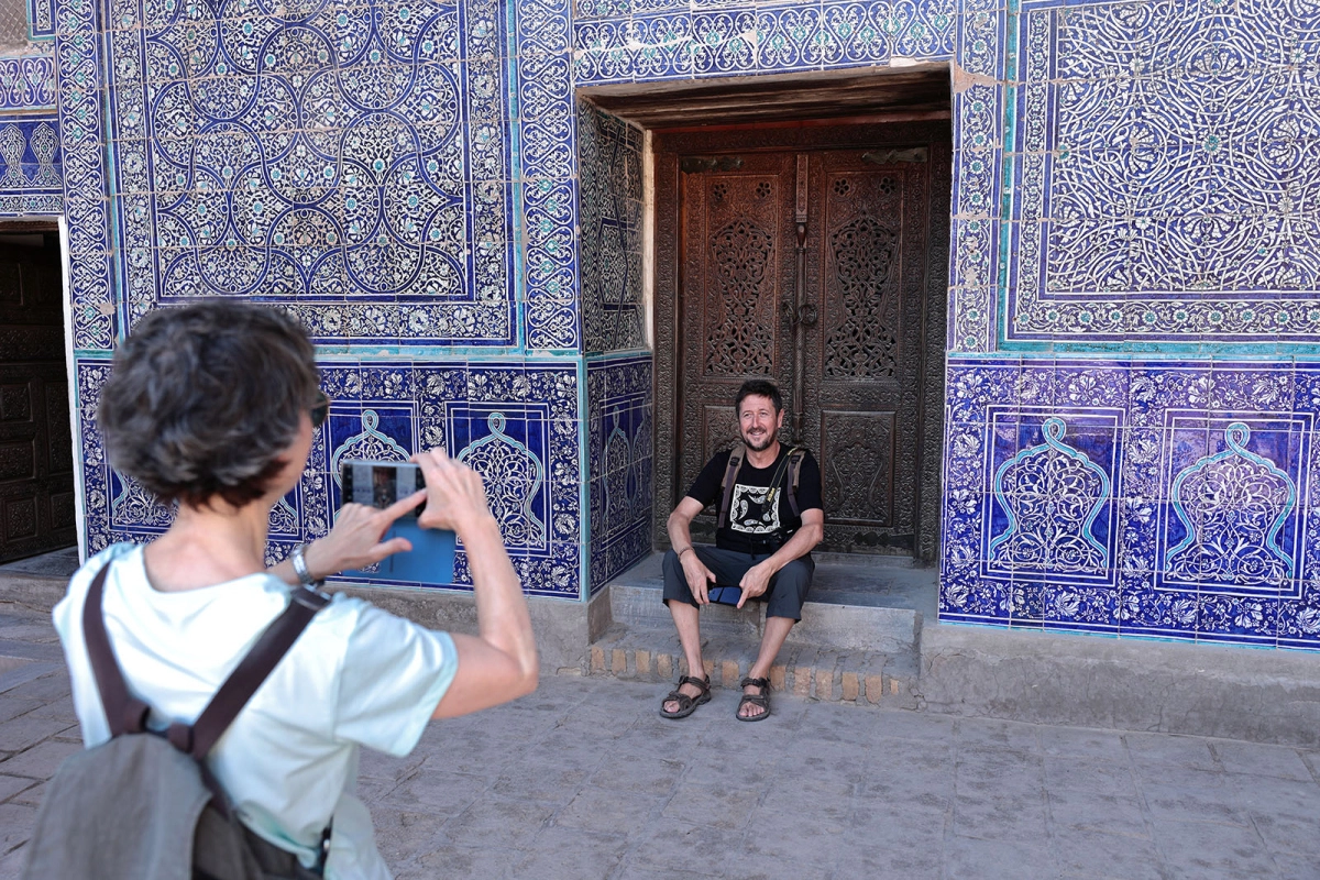 Mosaic tilework inside Tash Hauli Palace in Khiva