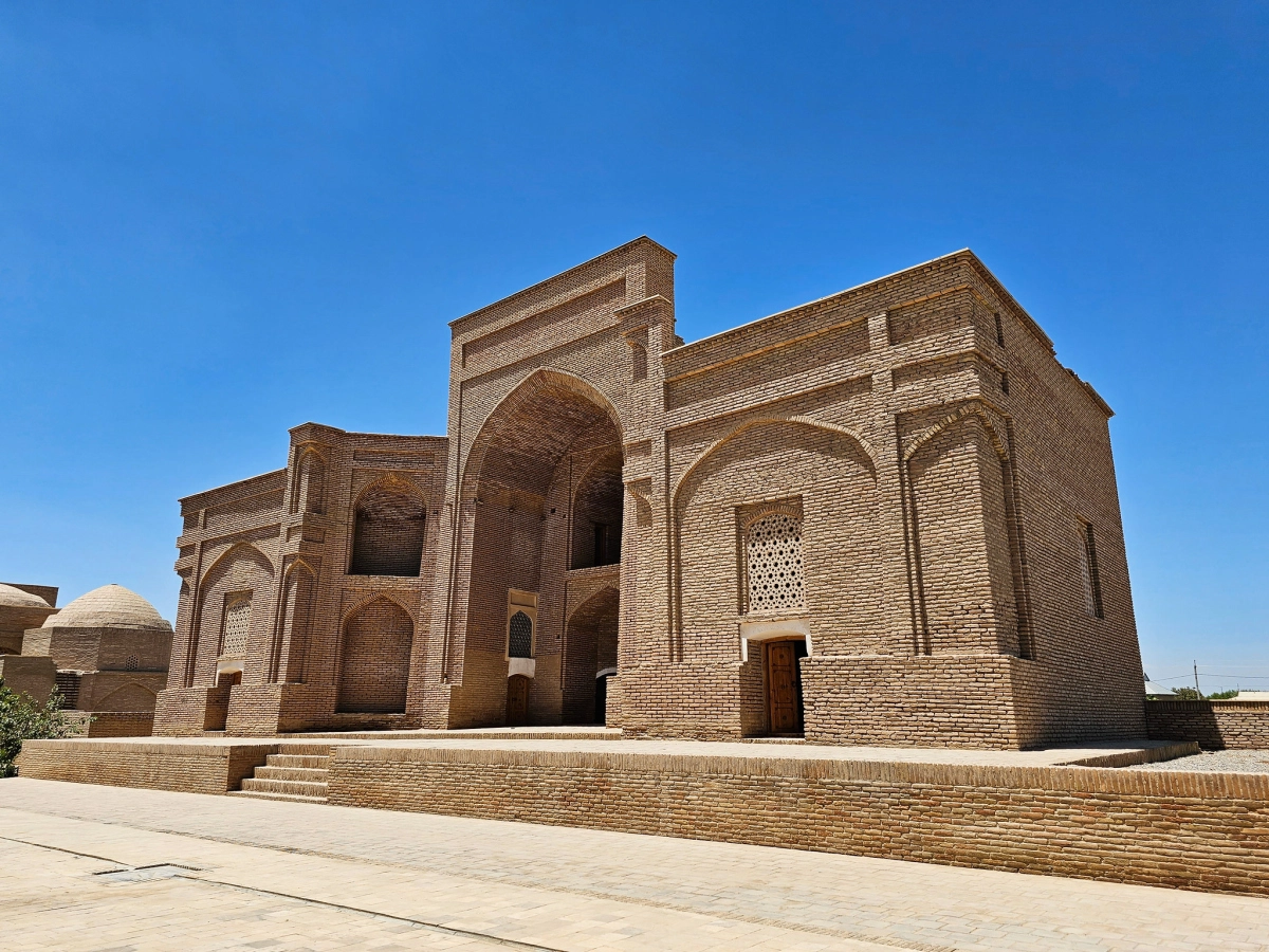 Brick mausoleum architecture in Termez Brick mausoleum building with arched entrances in Termez