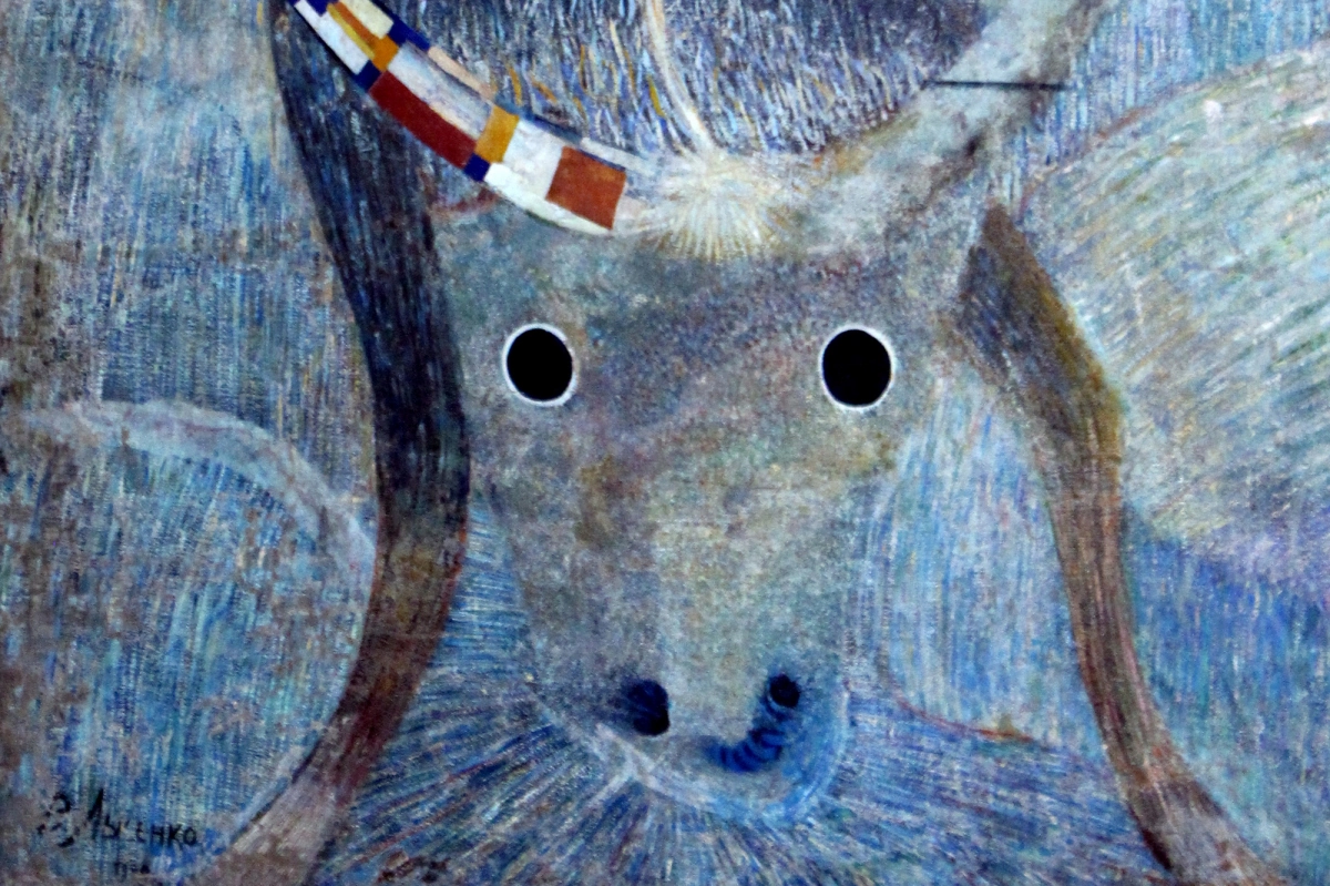 Fragment of a painting in a museum exhibition