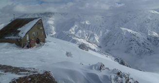 Cottage in the winter mountains of Uzbekistan