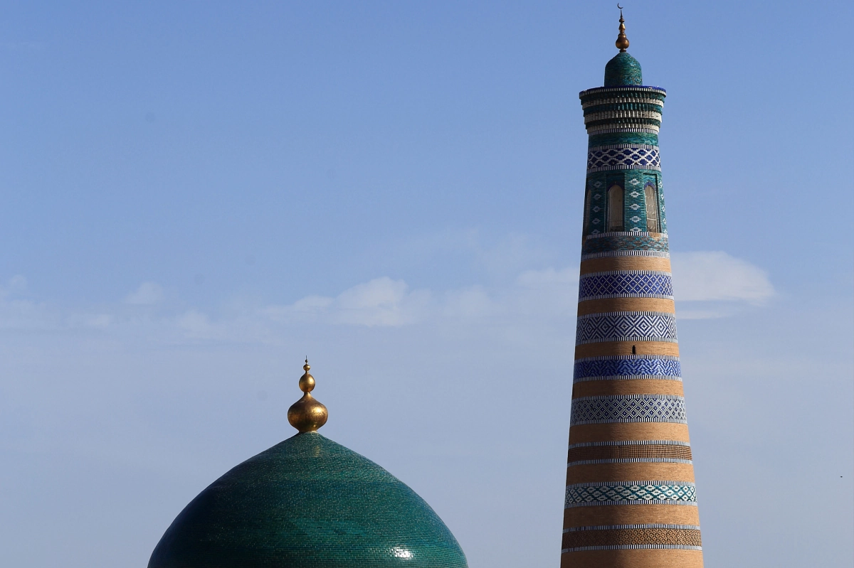 Pahlavan Mahmud Mausoleum dome and Islam Khoja Minaret in Khiva