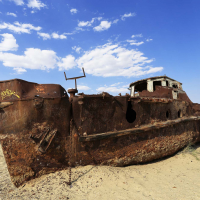 Tour to Aral Sea adventures on an off-road vehicle.