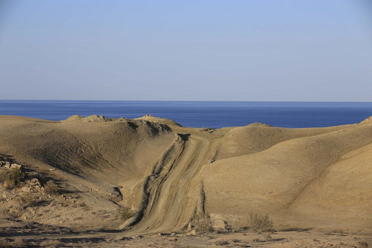 Aral Sea coast and yurt camp area