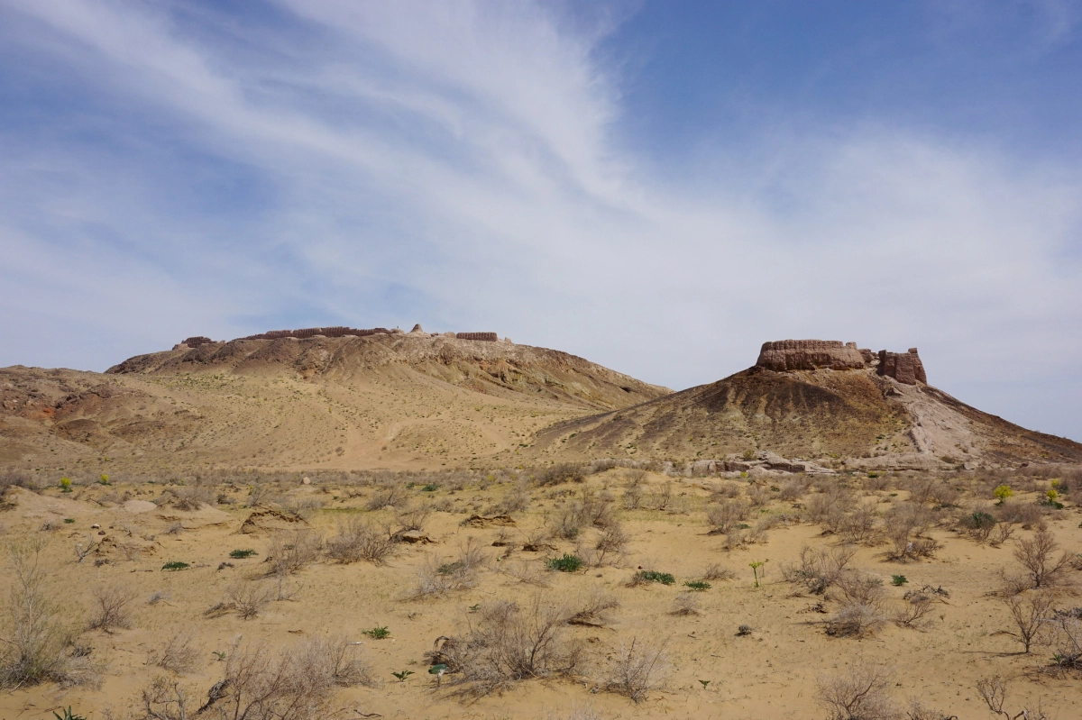 Ayaz-Kala fortress complex on two desert hills in Karakalpakstan