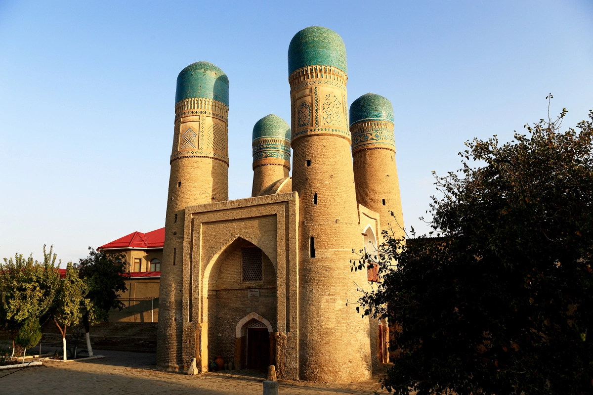 Chor-Minor Madrasah Chor-Minor Madrasah with four turquoise domes in Bukhara