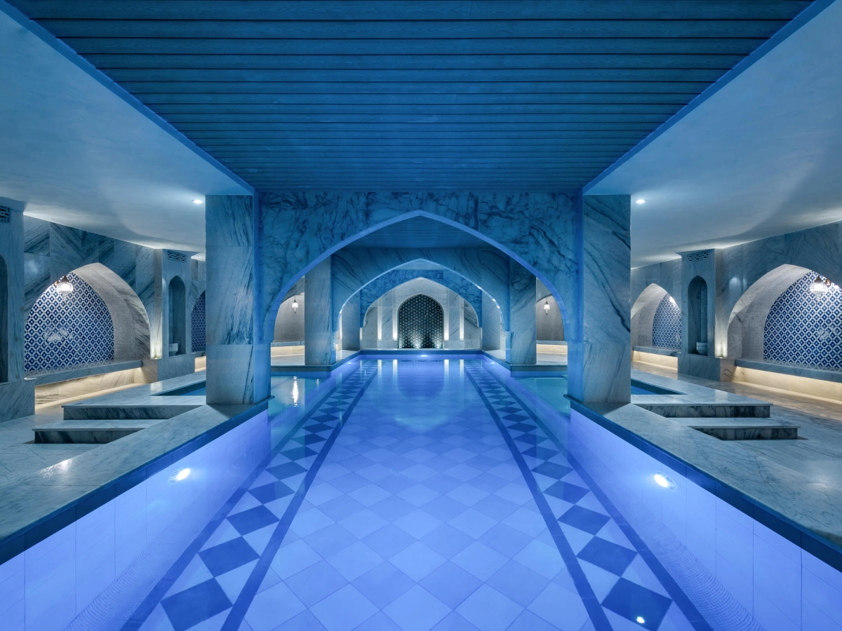 Arched indoor swimming pool at Mercure Bukhara Old Town
